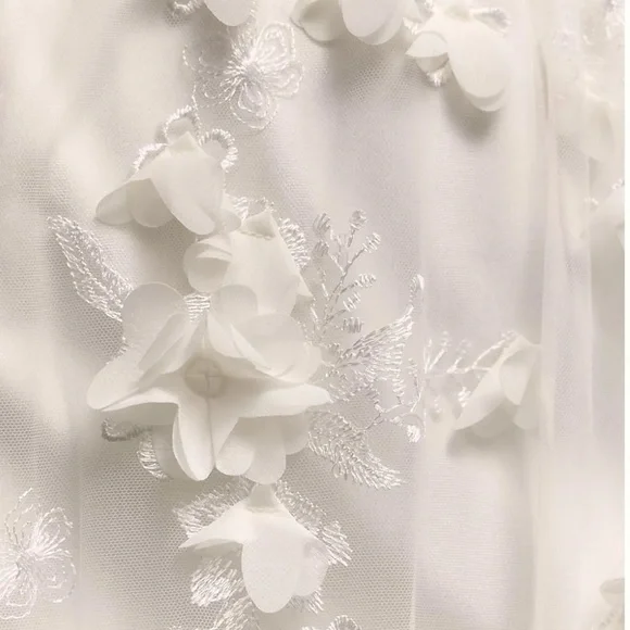 Anthropologie Helsi Audrey Square-Neck Floral Appliqué Sheer Midi Dress - Picture 4 of 5